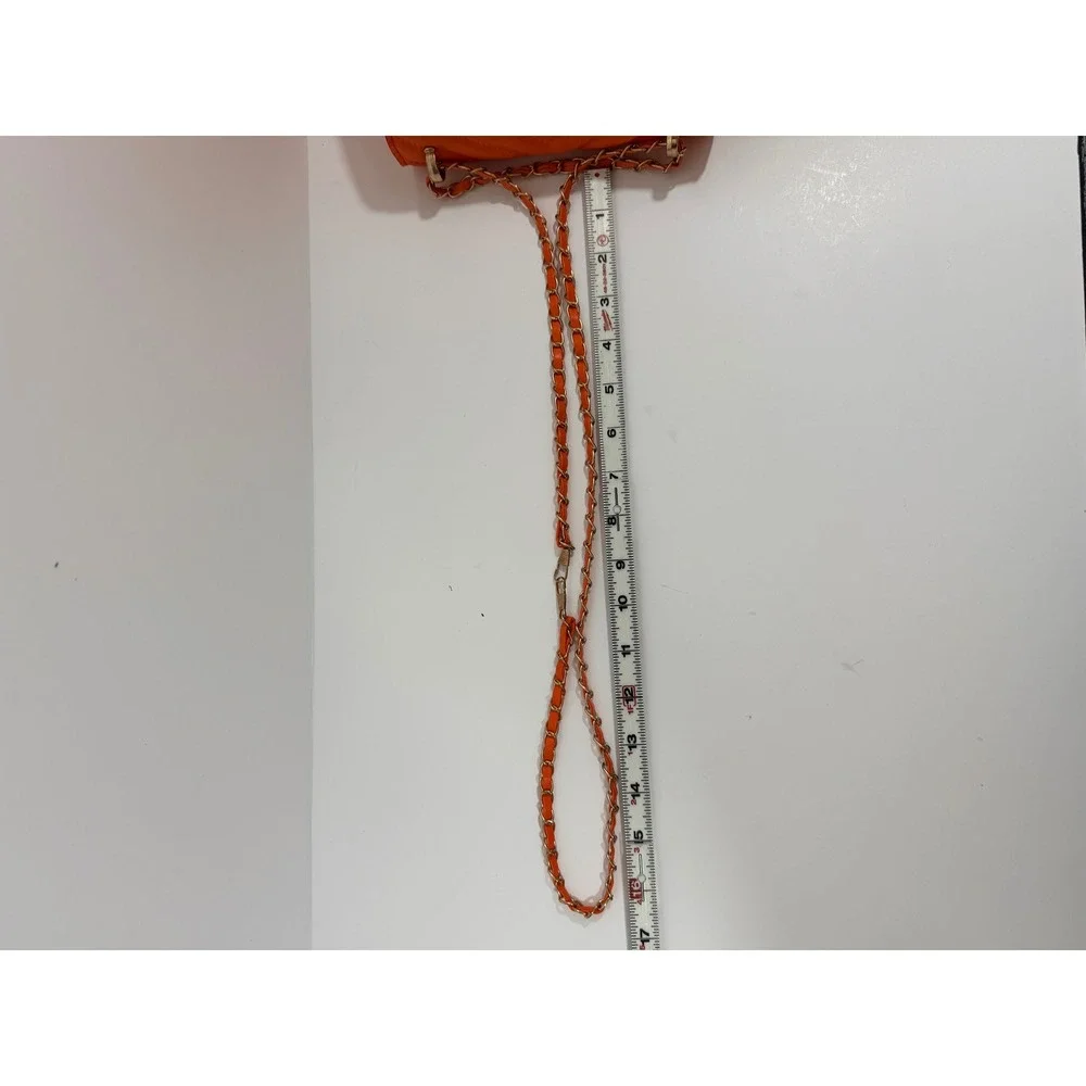 Unbranded Crossbody Bag Womens Small Orange Good Chevron Quilted Gold Chain